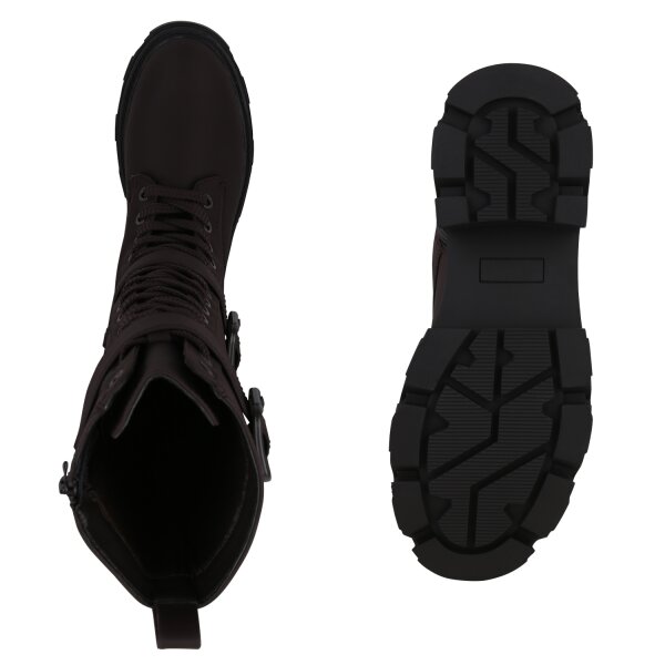 Stiefelparadies Damen Schnürstiefel in Dunkelbraun Verkauf