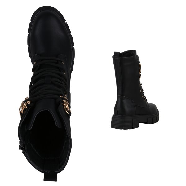 Stiefelparadies Damen Schnürstiefel in Schwarz Angebote