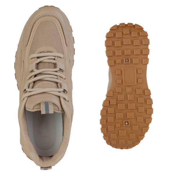 Stiefelparadies Damen Plateau Sneaker in Khaki Blitzverkäufe