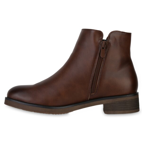 Stiefelparadies Damen Klassische Stiefeletten in Hellbraun Fabrik Onlineshop