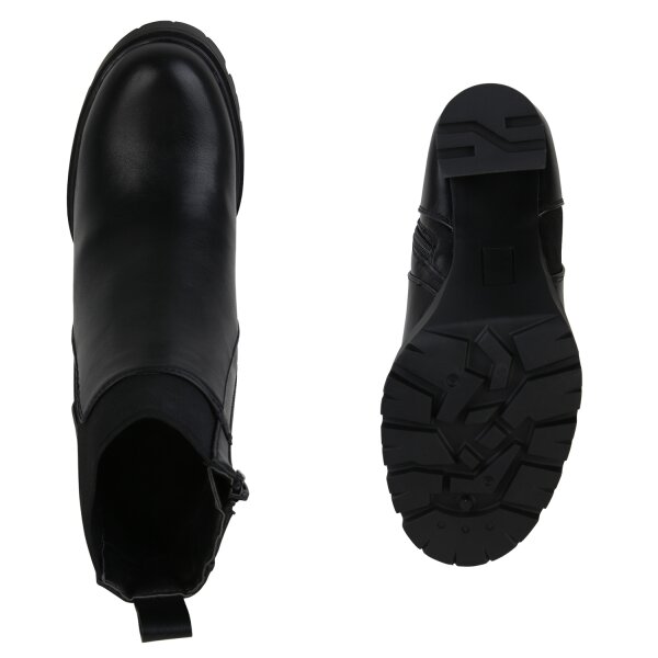 Stiefelparadies Damen Klassische Stiefeletten in Schwarz Sonderangebot