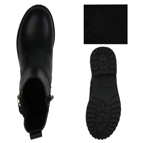 Stiefelparadies Damen Klassische Stiefeletten in Schwarz Snake Rabatt