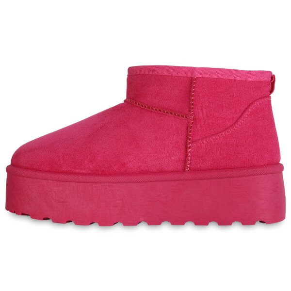 Stiefelparadies Damen Plateau Boots in Fuchsia Großer Ausverkauf