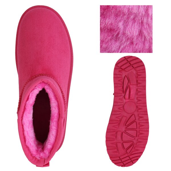 Stiefelparadies Damen Plateau Boots in Fuchsia Großer Ausverkauf