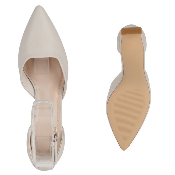 Stiefelparadies Damen Spitze Pumps in Beige Weihnachtsangebot