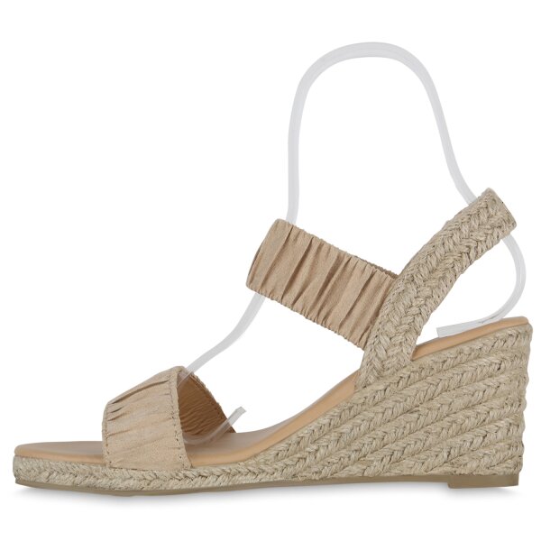 Stiefelparadies Damen Keilsandaletten in Beige Jubiläumsangebot
