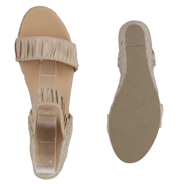 Stiefelparadies Damen Keilsandaletten in Beige Jubiläumsangebot