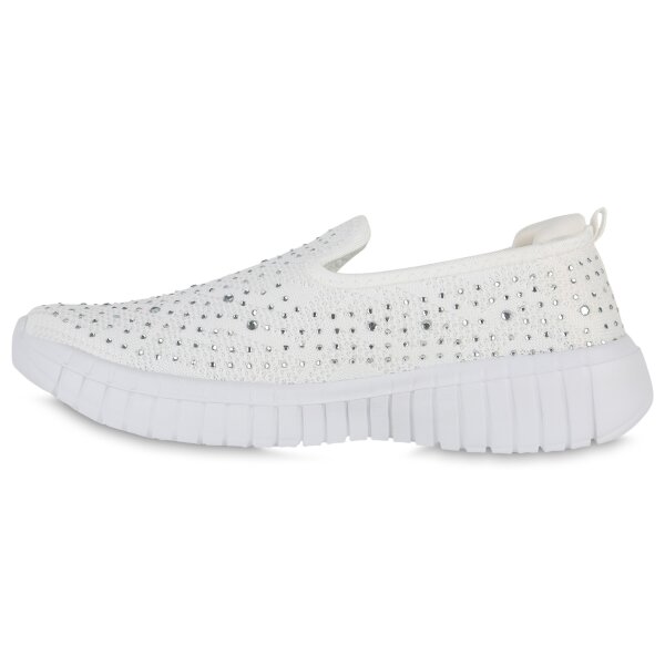 Stiefelparadies Damen Slip Ons in Weiss Lagerräumung