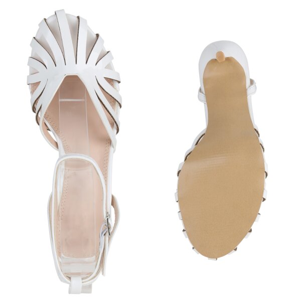 Stiefelparadies Damen Slingpumps in Weiss Große Rabatte