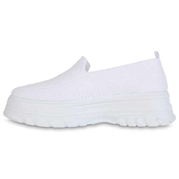 Stiefelparadies Damen Slip Ons in Weiss Neuheiten