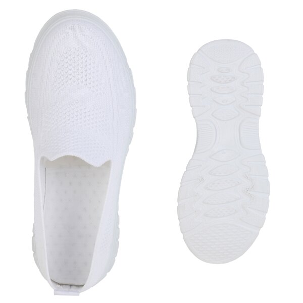 Stiefelparadies Damen Slip Ons in Weiss Neuheiten