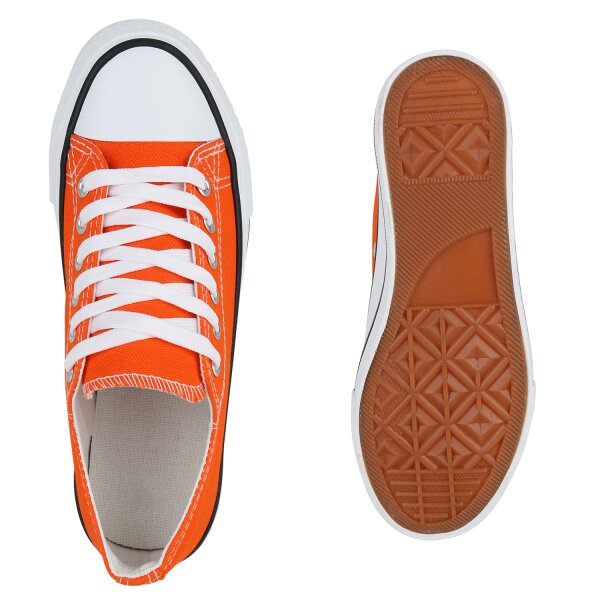 Stiefelparadies Damen Sneaker low in Orange Saisonale Angebote