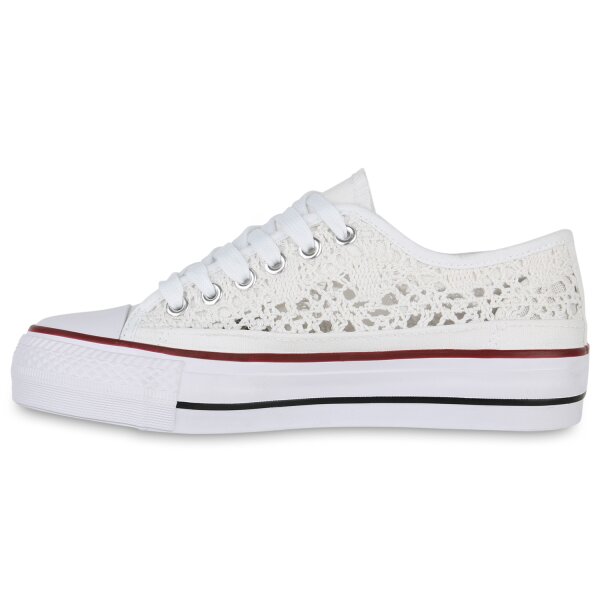 Stiefelparadies Damen Sneaker low in Weiss Räumungsverkauf