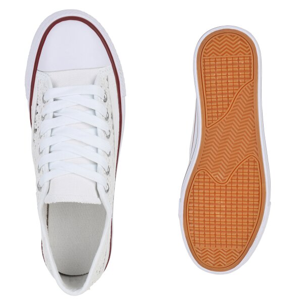 Stiefelparadies Damen Sneaker low in Weiss Räumungsverkauf