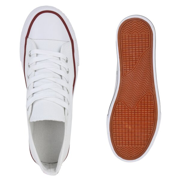 Stiefelparadies Damen Sneaker low in Weiss Kauf eins, bekomm eins gratis