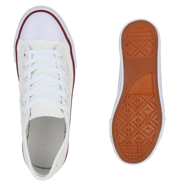 Stiefelparadies Damen Sneaker low in Weiss Tägliche Deals
