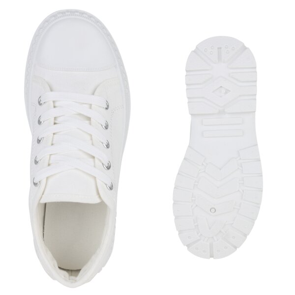 Stiefelparadies Damen Sneaker low in Weiss VIP-Rabatte