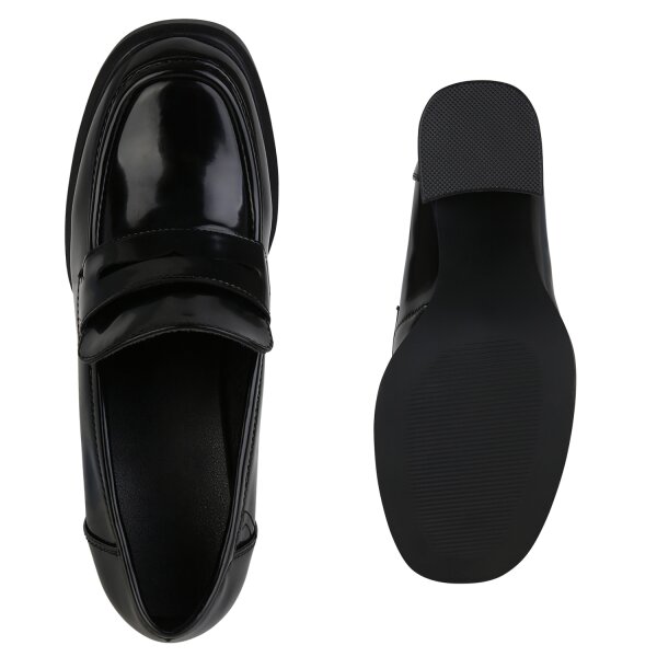 Stiefelparadies Damen Klassische Pumps in Schwarz Lack Super Sparpreis