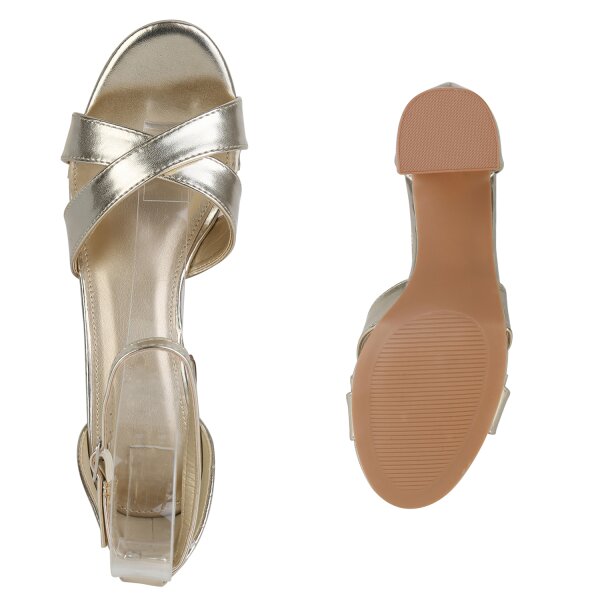Stiefelparadies Damen Klassische Sandaletten in Gold Wochenangebot