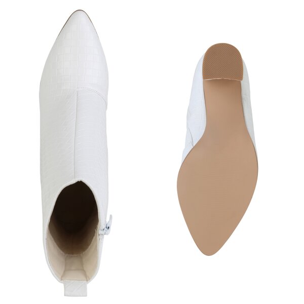 Stiefelparadies Damen Klassische Stiefeletten in Weiss Muster JETZT KAUFEN