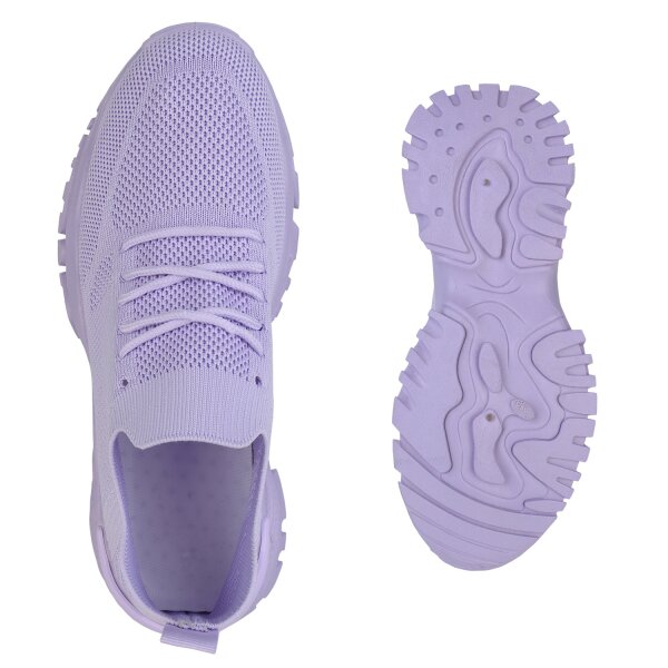 Stiefelparadies Damen Plateau Sneaker in Helllila Letzte 2 Tage