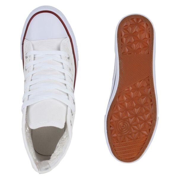 Stiefelparadies Damen Sneaker high in Weiss Letzter Tag