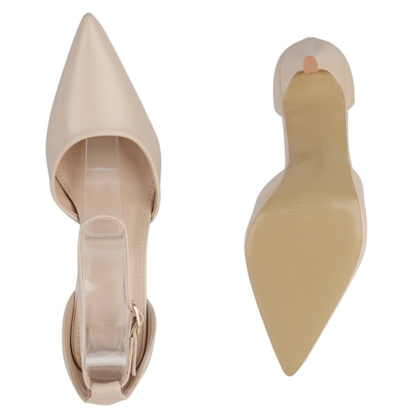 Stiefelparadies Damen Spitze Pumps in Beige 50% Rabatt mit kostenlosem Versand