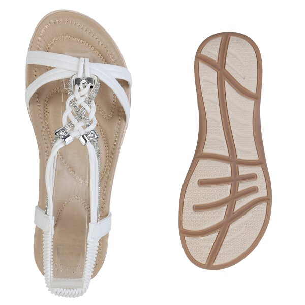 Stiefelparadies Damen Riemchensandalen in Weiss Im Verkauf