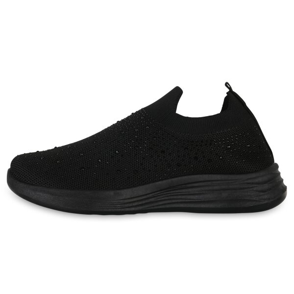 Stiefelparadies Damen Slip Ons in Schwarz