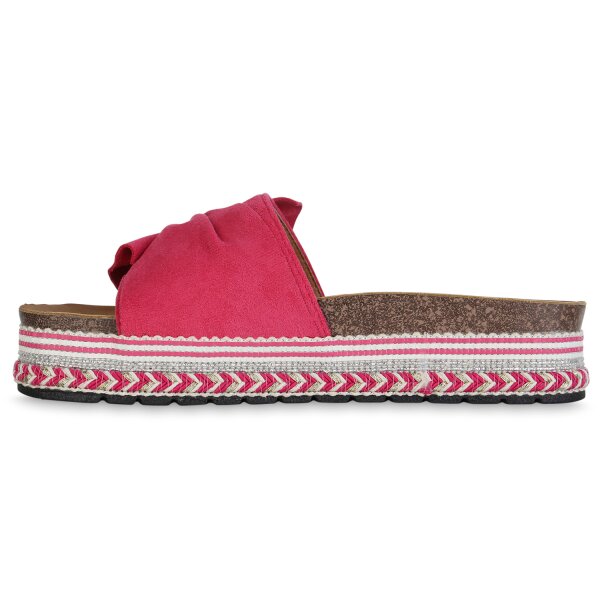 Stiefelparadies Damen Pantoletten in Fuchsia Outlet