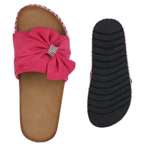 Stiefelparadies Damen Pantoletten in Fuchsia Outlet