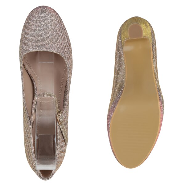 Stiefelparadies Damen Mary Janes in Rose Gold im Angebot