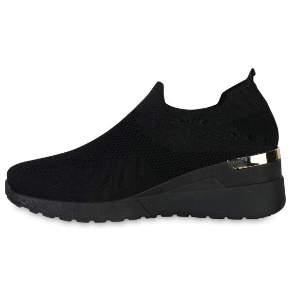 Stiefelparadies Damen Slip Ons in Schwarz Blitzverkäufe