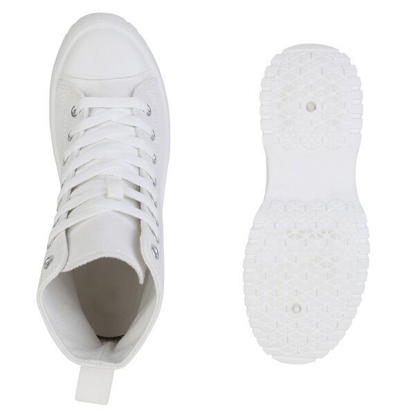 Stiefelparadies Damen Sneaker high in Weiss Kostenloser Versand