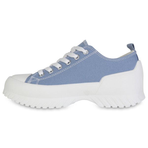 Stiefelparadies Damen Sneaker low in Blau Limitierter Zeitrabatt