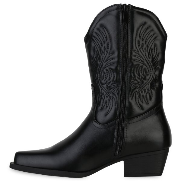 Stiefelparadies Damen Cowboy Boots in Schwarz Fabrik Onlineshop
