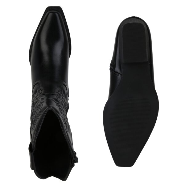 Stiefelparadies Damen Cowboy Boots in Schwarz Fabrik Onlineshop
