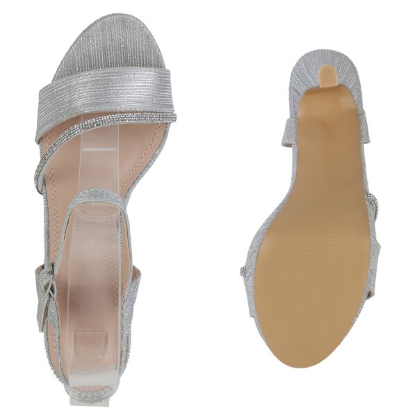 Stiefelparadies Damen High Heels in Silber Sonderangebot