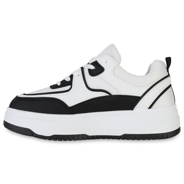 Stiefelparadies Damen Plateau Sneaker in Schwarz Flash Sale