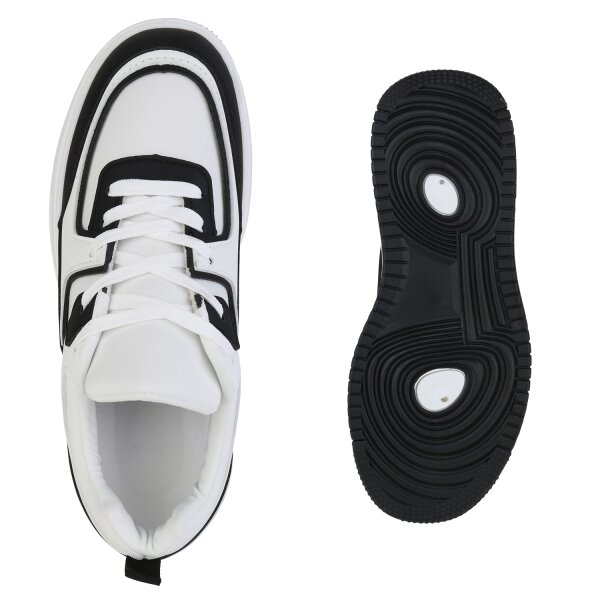 Stiefelparadies Damen Plateau Sneaker in Schwarz Flash Sale