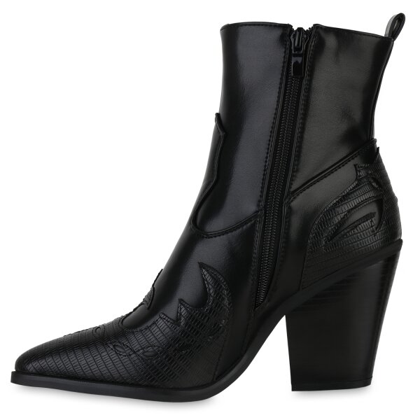 Stiefelparadies Damen Cowboy Boots in Schwarz Black Friday