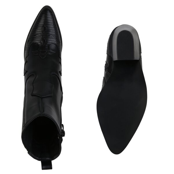 Stiefelparadies Damen Cowboy Boots in Schwarz Black Friday