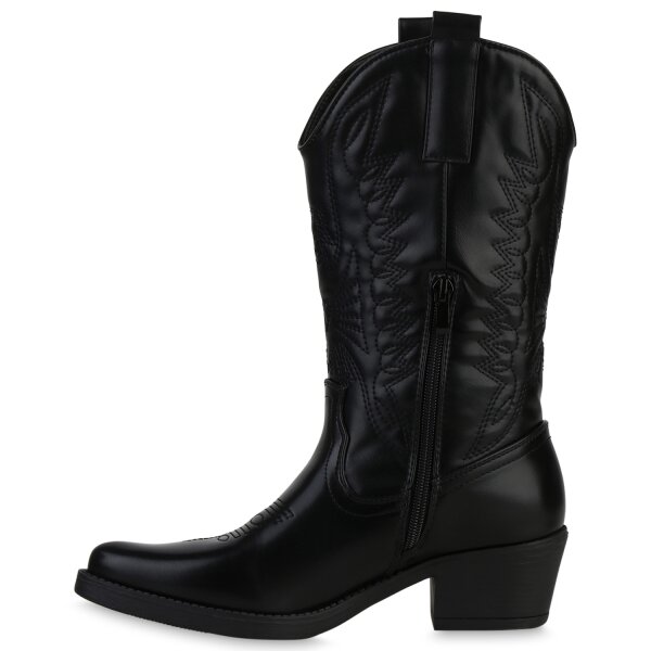 Stiefelparadies Damen Cowboystiefel in Schwarz Weihnachtsangebot