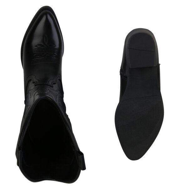 Stiefelparadies Damen Cowboystiefel in Schwarz Weihnachtsangebot