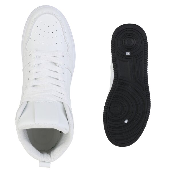 Stiefelparadies Damen Sneaker high in Weiss Neueste Mode