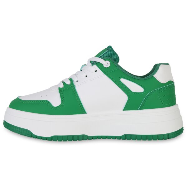 Stiefelparadies Damen Sneaker low in Grün Weiss Online Outlet