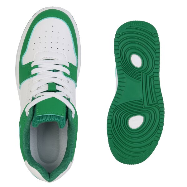 Stiefelparadies Damen Sneaker low in Grün Weiss Online Outlet